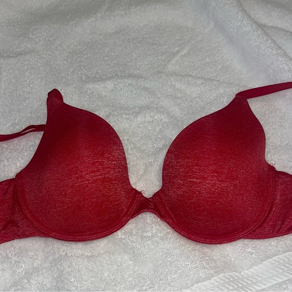 Victoria's Secret Red Coral Pink Uplift Semi Demi Underwire Bra Size 32C - Picture 8 of 8